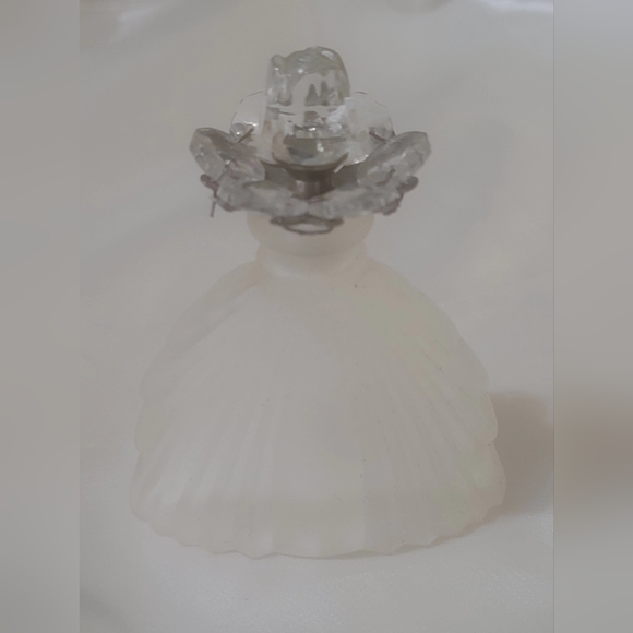 Vintage Frosted Glass Perfume Bottle With Rose and Bead Stopper by Studio Silver - Picture 5 of 7